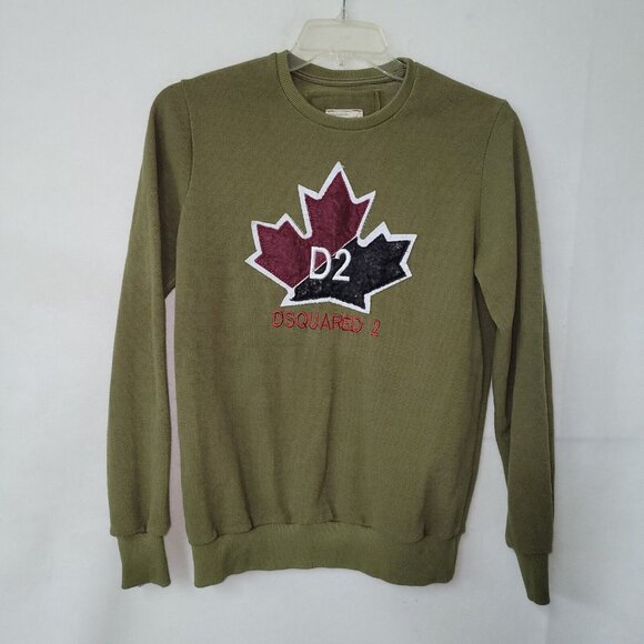 Vano DSquared 2 Sweater Mens L Olive Green Vintage Canada‎ Maple Leaf *Flaw - Picture 1 of 10